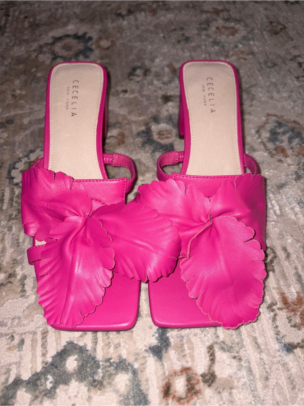 CECELIA NEW YORK Hot Pink Floral Slide Heels